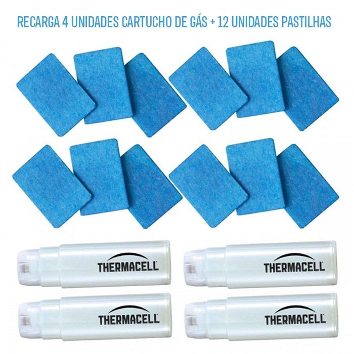 Recarga 4 unidades Cartucho de gás + 12 unidades pastilhas